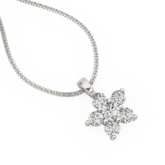 Pandantiv din Aur Alb 18kt cu Diamante Rotund Briliant in Forma de Floare
