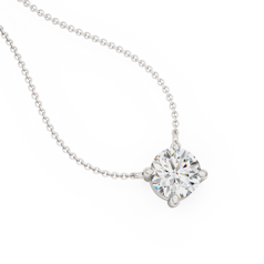 Pandantiv cu Diamant de Laborator Solitaire Fixat pe Lantisor Aur Alb 18kt in Stoc