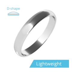 RDW055PLL -Platinum ladies light weight D shape polished wedding ring 